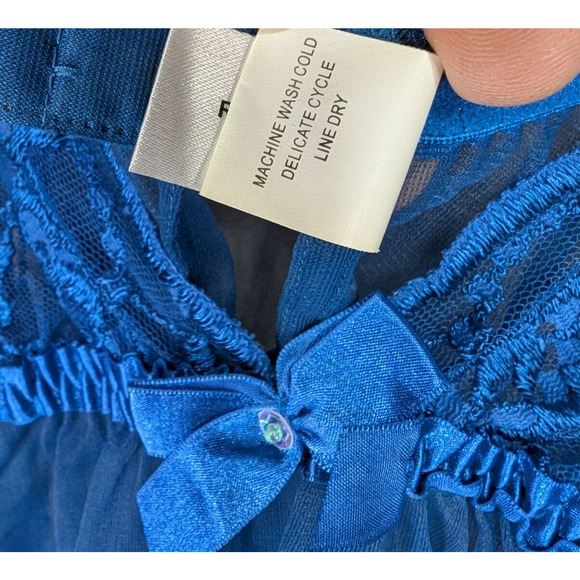 Vintage Fredericks of Hollywood Blue Lace Nighty Teddy Medium - Picture 6 of 8
